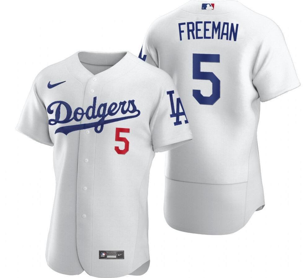 Men Los Angeles Dodgers #5 Freddie Freeman White Flex Base home 2022 MLB Jersey